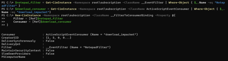 WMI binding creation example.