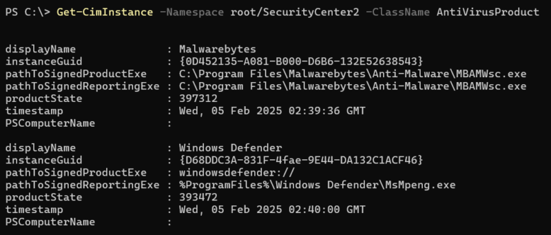 WMI AV product example.