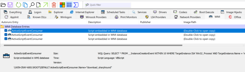 WMI Autoruns example.