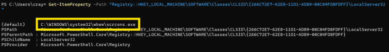 WMI CLSID lookup example.