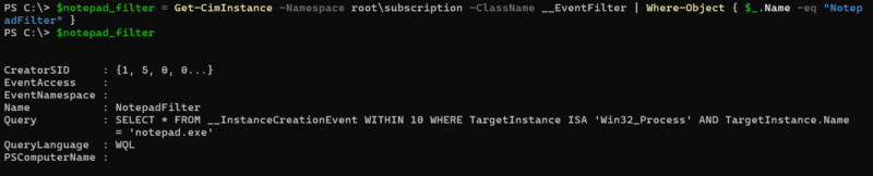 WMI filter enumeration example. 