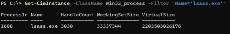 WMI Process LSASS example.