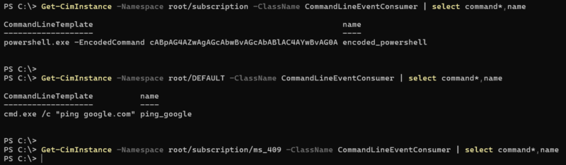 WMI query consumer different namespace example. 